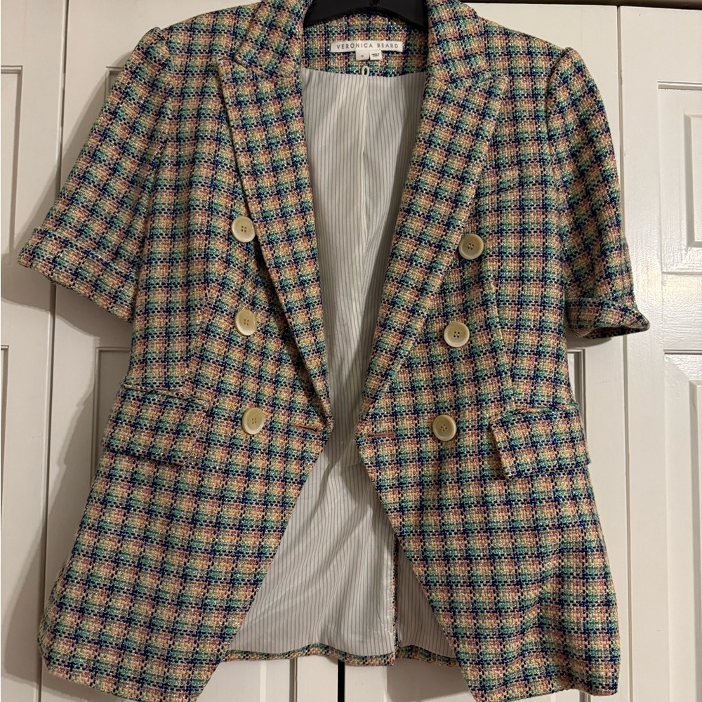 Veronica Beard Cream Blazer with Notched Lapels